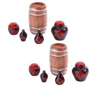 AHANDMAKER 10Pcs Miniature Wooden Beer Barrel Chinese Style Wine Jars Models Mini House Drink Accessories Figurine for Fairy Garden Bar Drink Micro Landscape Decor Realistic Scene Setup