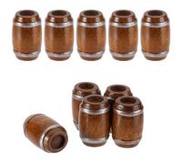 AHANDMAKER 10Pcs Miniature Wooden Beer Barrel Mini House Drink Accessories Model Miniature Barrel Beer Wine Pickle for Bar Drink Landscape Decor Home Decoration, Brown 13x12x19mm