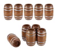 AHANDMAKER 10Pcs Miniature Wooden Beer Barrel Mini House Drink Accessories Model Miniature Barrel Beer Wine Pickle for Bar Drink Landscape Decor Home Decoration, Brown