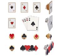 AHANDMAKER 10Pcs Playing Card Enamel Lapel Pin Poker Playing Card Suits Alloy Pins Enamel Hearts Spades A and Ace Square Collar Pattern Poker Brooch for Backpack Clothes Decorations Party Anniversary