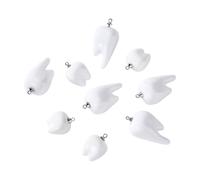 AHANDMAKER 10Pcs White Tooth Resin Pendants, 2 Styles Mini Tooth Dangle Charms, Resin Teeth Ornament, Dentist Charms, Funny Teeth Shape Pendants for Earring Necklace Bracelet DIY Crafts Jewelry Making