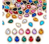 AHANDMAKER 110Pcs Sew On Rhinestone 11 Colors Tear Drop Crystal Glass Rhinestone Metal Flatback Embellishment DIY Crafts Gems for Wedding Clothes Dress Jeans Crafts Decoration 20x15x5mm