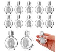 AHANDMAKER 12 Pcs Holy Water Bottles 0.5 Floz Embossed Portable Empty Glass Travel Bottles with Lid Little Bottle Church Decorations for Home Spiritual Events Wedding Baptism Favors, Silver