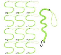AHANDMAKER 12 PCS Tool Lanyard with Single Metal Buckle Adjustable Loop End Nylon Safety Tether for Roof Installation Repair Tool Accessory 36in x 0.69in Green