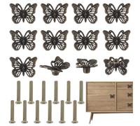AHANDMAKER 12 Pcs Vintage Butterfly Cabinet Knobs Antique Bronze Decorative Drawer Pulls for Dresser Wardrobe Jewelry Box Nightstand Retro Animal Designed Furniture Hardware with Iron Screws