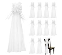 AHANDMAKER 12 Set Large Wedding Pew Bows with 354" Long Tulle Tails Wedding Aisle Decorations Big Pull Bows for Bridal Shower Reception Ceremony Anniversary Christmas Parties