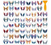 AHANDMAKER 12 Sheets Angel Wings Rub on Transfer Stickers, Elegant Colorful Wings Rub on Transfers for Crafts Furniture Sticker Decals for Window Paper Wood Home Office Decor, 5.5x5.5 Inches