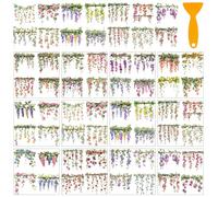 AHANDMAKER 12 Sheets Colorful Vine Flowers Rub On Transfer Stickers Green Plants Windows Decorative Transfer Stickers for Study Room, Bookstore, Coffee House Home Décor, 5.5x5.5