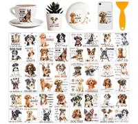 AHANDMAKER 12 Sheets Dog Rub on Transfer Stickers, Dog Phrase Window Decoration Puppy Animal Furniture Decal for Home School Office Decor DIY Crafts Supplies, 5.5x5.5