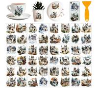 AHANDMAKER 12 Sheets Forest Wolf Rub on Transfer Stickers, Wild Animal Theme Rub on Transfers for Crafts Furniture Sticker Decals for Drawer Window Vase Glass Cup Home Office Decor, 5.5x5.5 Inches