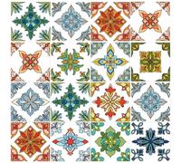 AHANDMAKER 12 Sheets Geometric Floral Rub On Transfer Stickers, Window Decoration with Colorful Patterns, 12 Unique Styles for Creative Decor, Home, Classroom, Party, 5.5 x 5.5 Inches