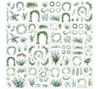 AHANDMAKER 12 Sheets Greenery Leaves Rub On Transfer Stickers, Lush Botanical Decoration Featuring Various Leaves Arrangements for Home, Classroom, School & Party Decoration Needs, 5.5 x 5.5 Inches