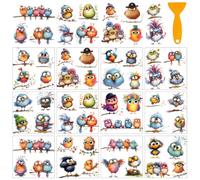 AHANDMAKER 12 Sheets Rub on Transfer for Crafts Funny Birds Rub on Transfer Stickers Colorful Birds Rub on Decal Stickers for Wood Furniture DIY Crafts Decor, 5.5 x 5.5 Inches