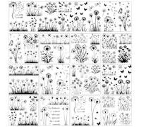 AHANDMAKER 12 Sheets Rub On Transfer Stickers, Minimalism Themed Stickers with Dandelions, Butterflies, Flowers for Home, Classroom, Crafts Wood Glass Porcelain Decor, 5.5 x 5.5 Inches