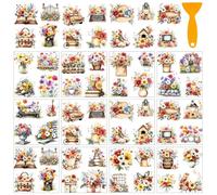 AHANDMAKER 12 Sheets Rub On Transfer Stickers, Vintage Themed Stickers with Beautiful Flowers for Home, Classroom, Crafts Glass Decor, 5.5 x 5.5 Inches