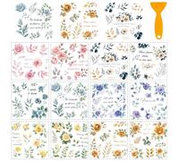 AHANDMAKER 12 Sheets Rub On Transfer Stickers, Vintage Themed Stickers with Beautiful Flowers for Home, Classroom, Crafts Wood Glass Porcelain Decor, 5.5 x 5.5 Inches