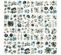 AHANDMAKER 12 Sheets Rub On Transfer Stickers, Vintage Themed with Gold Edges Flowers and Retro Country Decoration Ideal for Home, Classroom, Crafts Decor, 5.5 x 5.5 Inches