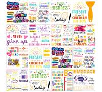 AHANDMAKER 12 Sheets Rub On Transfer Stickers with Scraper, School Theme Stickers with Motivational Quotes, Positive Affirmations for Study Room, Bookstore, School, Window Decoration, 5.5x5.5