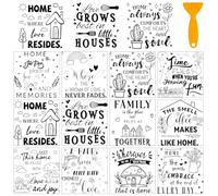 AHANDMAKER 12 Sheets Rustic Home Theme Rub on Transfer Stickers, Plants, Houses and Words Sticker Clings Home Decor Stickers for Family Floral Decor Dresser Glass Porcelain, 5.5x5.5 inches