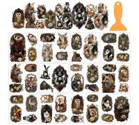 AHANDMAKER 12 Sheets Vintage Rub on Transfer Stickers Animal Portraits Window Decoration Squirrel, Rabbit, Deer Furniture Decal for Home School Office Decor DIY Crafts Supplies, 5.5x5.5