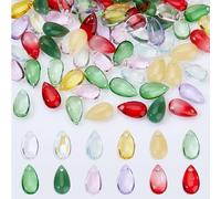 AHANDMAKER 120Pcs 12 Colors Teardrop Glass Beads, Mixed Top Drilled Water Drop Glass Beads Transparent Loose Beads for Earring Jewelry Making DIY Crafts(0.55x0.31x0.2inch
