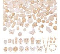 AHANDMAKER 120Pcs 15 Styles Vintage Acrylic Beads Transparent Flower Leaf Acrylic Beads Mixed Shape Gold Plating Bohemia Aesthetic Bead Spacers for Jewelry Making Earrings Necklace Keychain DIY
