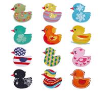 AHANDMAKER 12Pcs 12 Colors Duck Iron on Patches, Cute Cartoon Ducks Embroidered Appliques Funny Animal Sewing On Repair Patches for Clothes Jackets Jeans Dresses Hats Backpacks Decoration DIY Crafts