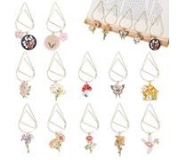 AHANDMAKER 12pcs 12 Styles Floral Butterfly Moon Star Bookmark Flower Paper Clips Aesthetic Metal Bookmarks with Enamel Butterfly Flower Pendants Office Supplies Accessories for Bookish Lover