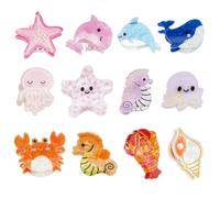 AHANDMAKER 12Pcs 12 Styles Sea Animals Small Hair Claw Clips for Thin Hair Mini Ocean Hair Clip Ocean Animal Starfish Whale Octopus Crab Bangs Nonslip Hairs Clips Accessories for Women Gifts