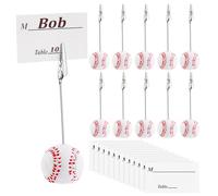 AHANDMAKER 12Pcs Resin Sports Ball Base Memo Clips with Alligator Wire Note Baseball Paper Clip Pictures Card Display Table Number Holder Sports Theme Decoration for Office Menu Wedding Party Events