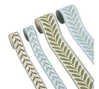 AHANDMAKER 13.12 Yards Jacquard Ribbon Trim, 2.36 Inch/1.18 Inch Leaf Pattern Jacquard Polyester Ribbons, Ethnic Embroidered Trim Leaves Webbing for DIY Sewing Crafts Curtain Clothing Bag Home Decor