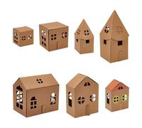 AHANDMAKER 14 Sets 7 Styles Cardboard House Kit, Gingerbread Houses DIY Craft Kits Blank Cardboard Houses to Color and Draw for Christmas Holiday Party Favors Supplies Home Decorations