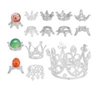 AHANDMAKER 14Pcs 6 Styles Metal Crystal Ball Stand, Mini Crown Shaped Sphere Holders for Home Decoration Silver Globe Stone Stands for Displaying Glass Balls Natural Rocks Marbles Collections