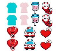 AHANDMAKER 14Pcs Silicone Focal Beads Nurse Theme Silicone Beads Nurse Focal Beads for Pens Heart Stethoscope Silicone Beads Rubber Spacer Loose Beads for Keychain Bracelet Pens Jewelry Making