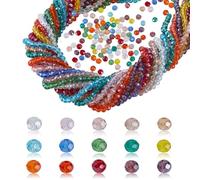 AHANDMAKER 15 Colors 4mm Faceted Crystal Glass Beads, 15 Strands 1695pcs Pearl Luster Plated Rondelle Briolette Shape Shiny Spacer Beads for Necklace Bracelet Craft Jewelry Making