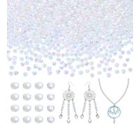 AHANDMAKER 1500Pcs Faceted Round Acrylic Beads, 6mm Diameter White AB Color Spacer Beads with Holes Iridescent Loose Bead for DIY Jewelry Making Bracelets Necklaces Earrings Crafting