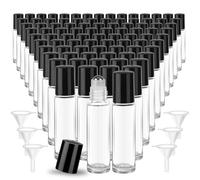 AHANDMAKER 150pcs Glass Roller Bottles 10ml Essential Oil Rollerball Bottles Leak Proof Travel Size Roll On Bottle with 6Pcs Funnel for DIY Aromatherapy Massage Holiday Gifts Decoration(Clear)