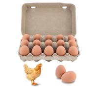 AHANDMAKER 15Pcs Fake Chicken Eggs Chicken Nesting Egg with Blank Cartons Brown Wooden Artificial Eggs for Craft Decorate Get Hens to Lay Egg Chickens Coop Accessories