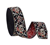 AHANDMAKER 16.5 Yards Flower Jacquard Ribbon, 1-3/8 Inch Wide Vintage Floral Embroidery Trim Tape Polyester Woven Fabric Trim for DIY Sewing Crafting Clothing Embellishment Decoration Gift Wrapping