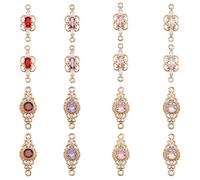 AHANDMAKER 16 Pcs Cubic Zirconia Link Connectors, 8 Styles Brass Micro Pave CZ Stone Connector Charms Eternity Space Pendant for DIY Jewelry Bracelets Necklaces Keychain Making, Hole:1.2mm