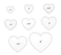 AHANDMAKER 16 PCS Heart Quilting Templates Set，0.75" 1" 1.25" 1.5" 1.75" 2" 2.5" 3" Acrylic Heart Template Ideal Sewing Products Embroidery Pattern Stabilizers for Hand Quilting Patchwork Crafts