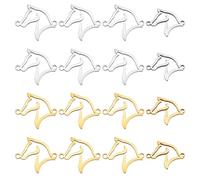 AHANDMAKER 16Pcs 2 Colors Horse Head Charms，Back Bezel Pendants Metal Connector Charms，Stainless Steel Hollow Vintage Horse Links for DIY Necklace Bracelet Jewelry Crafts Making