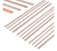 AHANDMAKER 16Pcs 4 Styles Unfinished Wood Beaded Trim 15.75 Inch Decorative Wood Trim Unfinished 3D Molding for DIY Furniture for Home Wall Cabinet Door Window Bookshelf DIY Decoration