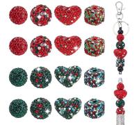 AHANDMAKER 16Pcs 8 Styles Rhinestone Focal Beads for Pens, Sparkly Clay Base Rhinestone Spacer Beads Bling Chunky Glitter Bead for DIY Beadable Pens Jewelry Making Keychains Craft Supplies Gifts