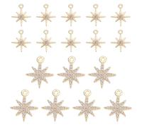 AHANDMAKER 17Pcs Crystal Zirconia Gold Plated Brass Charms North Star Pendant Charms with Crystal Rhinestones for Jewelry Making Bracelet Necklace Earring Craft Supplies DIY Accessories