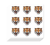 AHANDMAKER 180 Pieces Self-Adhesive Roaring Tiger Stickers, 9 Styles Tiger Head Decal Stickers 1 Inch Cartoon Decals for Album Arts Planner Calendar Scrapbooking Crafting Bag Decor