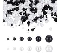 AHANDMAKER 1800 pcs Craft No Holes Pearls, 12 Styles 2.5/4/5/6/8/10mm Black & White Pearls for Crafting Undrilled Imitated Pearl Beads for Table Scatter, Wedding, Birthday Party, Home Decoration