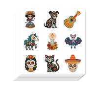 AHANDMAKER 180Pcs Self-Adhesive Day of the Dead Planner Stickers, Waterproof Cat Skull Stickers Decorative Paper Decals for Planner Calendar Scrapbook Crafting Halloween Mexican Festival Party Decor