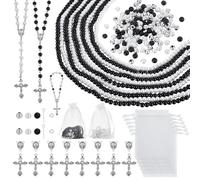 AHANDMAKER 1838Pcs Easter Jewelry Making Kit, Rosary Beads Kit with Glass Prayer Bead Cross Charms Jump Rings Organza Bags for DIY Easter Jewelry Necklaces Bracelets