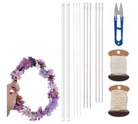 AHANDMAKER 18Pcs Lei Needle Kit Include 6Pcs 9.8/11.8/14 Inch Stainless Steel Long Needle 3 Rolls Needle Twine 1 Sewing Scissors for DIY Graduation Hawaiian Malay Flower Lei Making